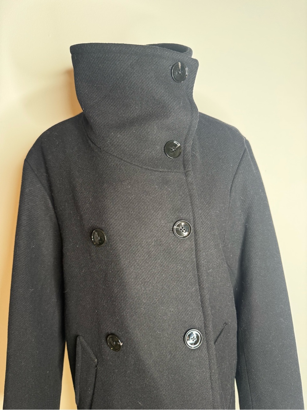 Mango Black Double-Breasted Pea Coat - Picture 7 of 11